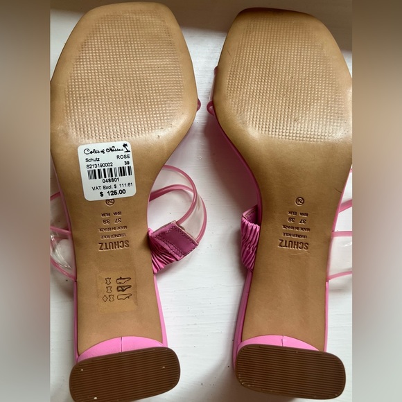 Schutz Rose NWT 39 Acrylic Slide Mule Heels - Picture 2 of 3
